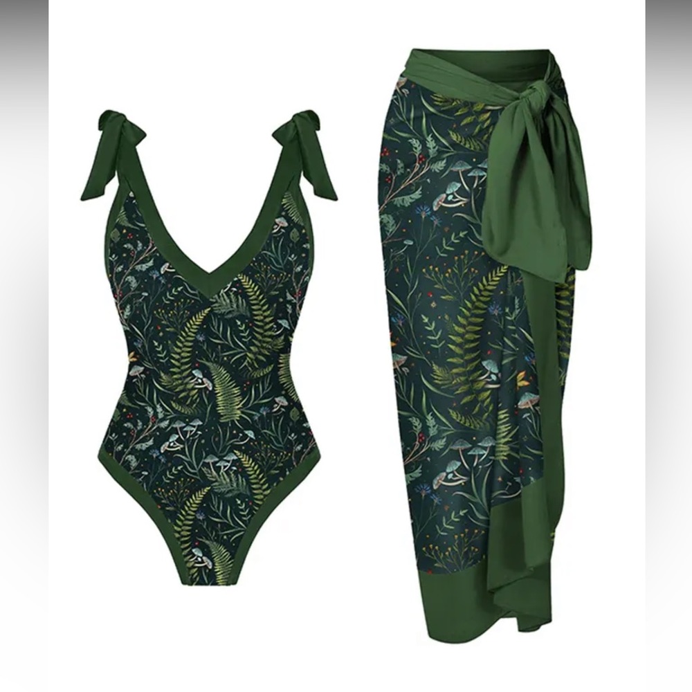 One piece swimsuit with cover up